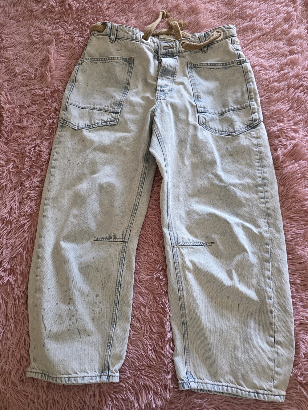 Free People Light Wash Cropped Jeans with Drawstring Moxie Jeans - Picture 3 of 6